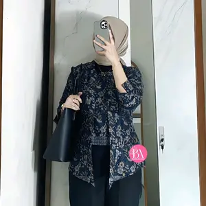 Atasan batik wanita kebaya lengan panjang resleting belakang viral modern Baju Katun