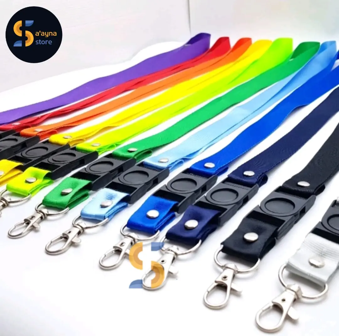 Tali Lanyard Gantungan ID card Name Tag Polos Ukuran 45 cm x 2 cm Bahan Nylon Polos