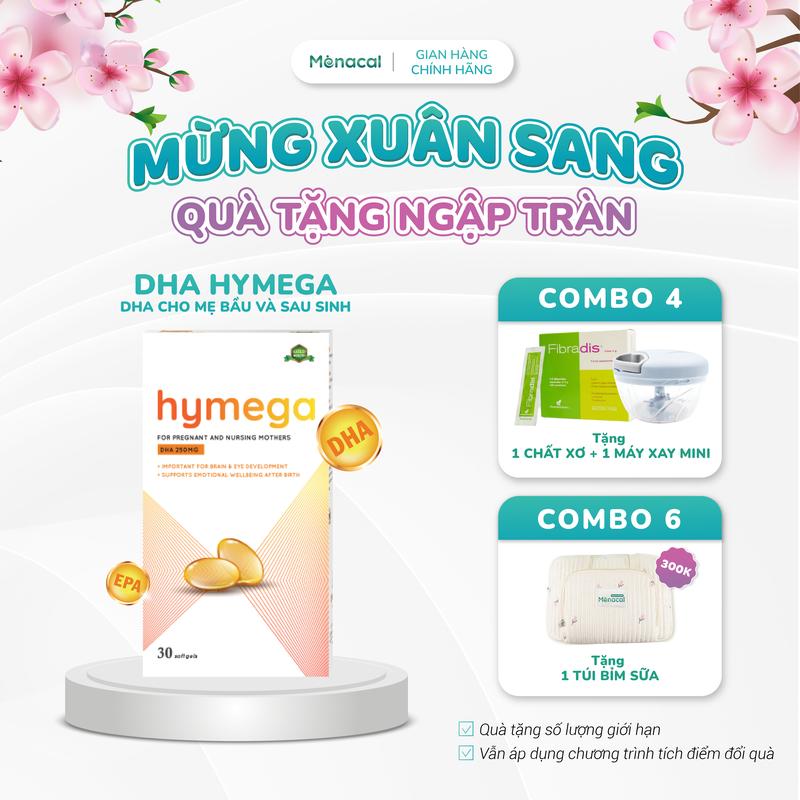 DHA EU Hymega - Bổ sung DHA tinh khiết hàm lượng cao EPA vitamin E cho mẹ bầu mẹ sau sinh người lớn hộp 30 viên