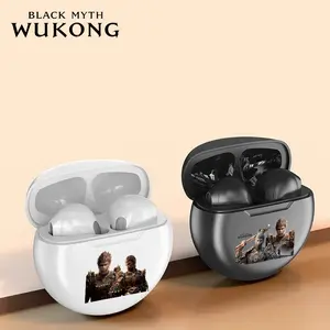xctopest HT38 Black Myth Wukong AI TWS Open Ear Clip Wireless Earbuds Bluetooth Sports Earphones Headphones dengan Mikrofon dan Pengait Telinga.