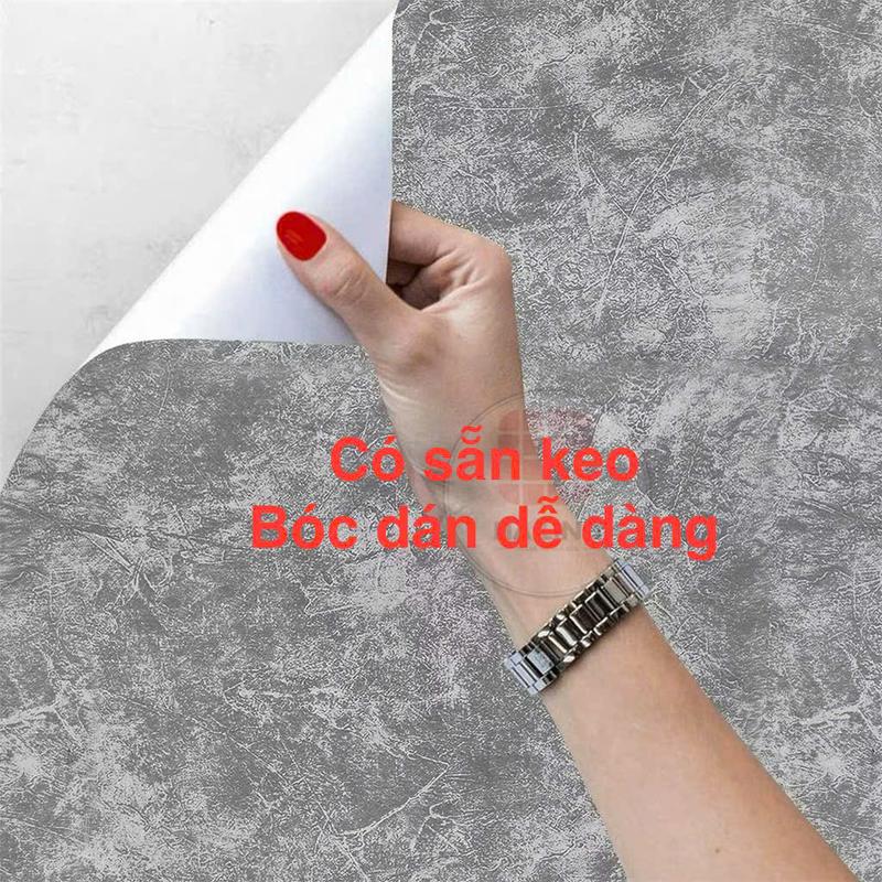 Giấy dán tường màu xi măng bê tông xám cuộn 10mx45cm , decal dán tường giả xi măng nhám sẵn keo