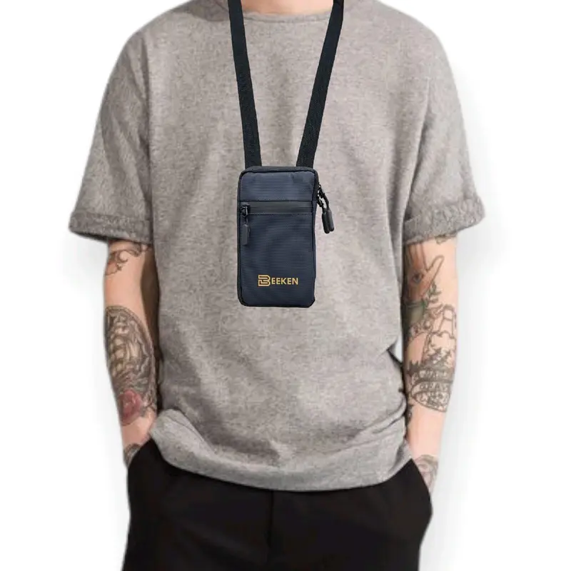 Tas hp - hanging wallet - dompet kartu & hp - tas selempang pria - ABU Hitam 3