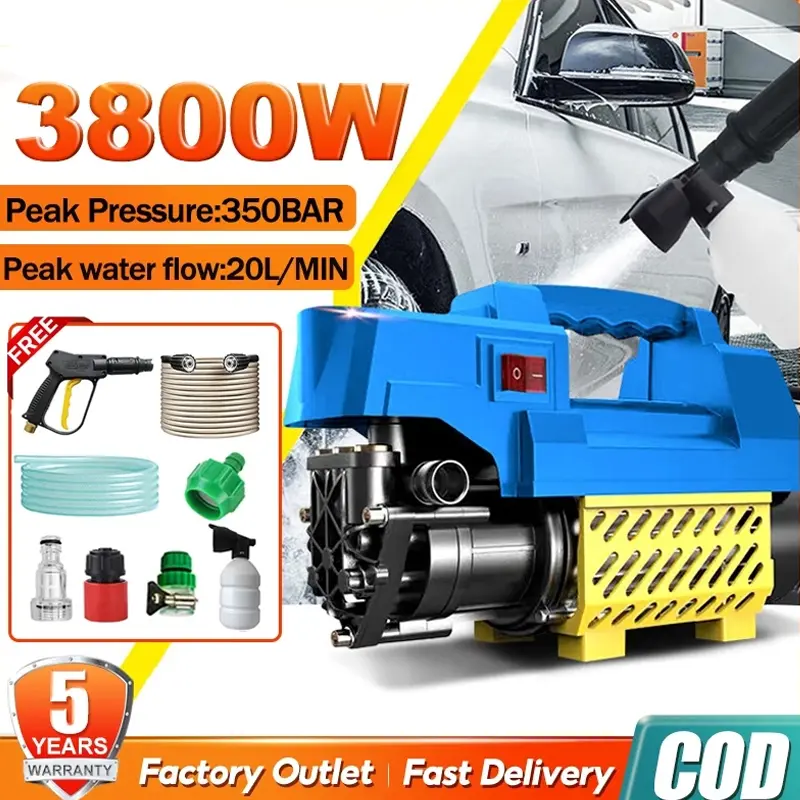 【Free Replacement】3800W High Pressure Water Jet Portable Car High Washer washing Machine Spray Pressure Cleaning machine Automotive Motor