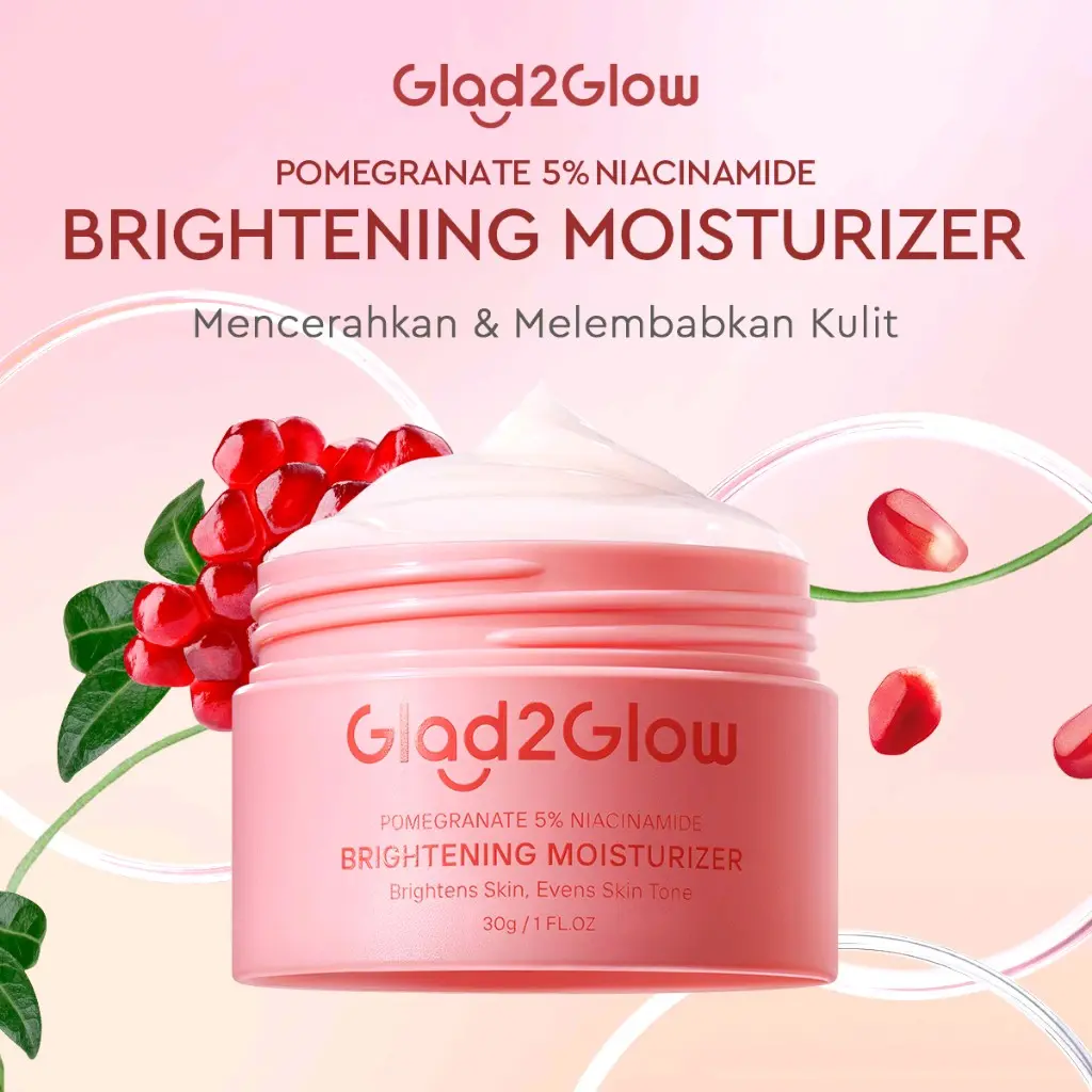 GLAD2GLOW Moisturizer Pomegranate Centella Yuja Niacinamide Brightening 30g