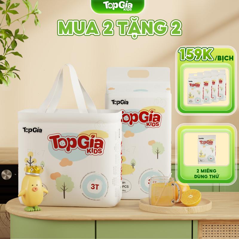 LIVE - MUA 2 TẶNG 2 Tã Bỉm Topgiakids pH<7 an toàn cho da bé mềm mại mỏng nhẹ chống tràn tối đa tặng 2 miếng dùng thử TDN