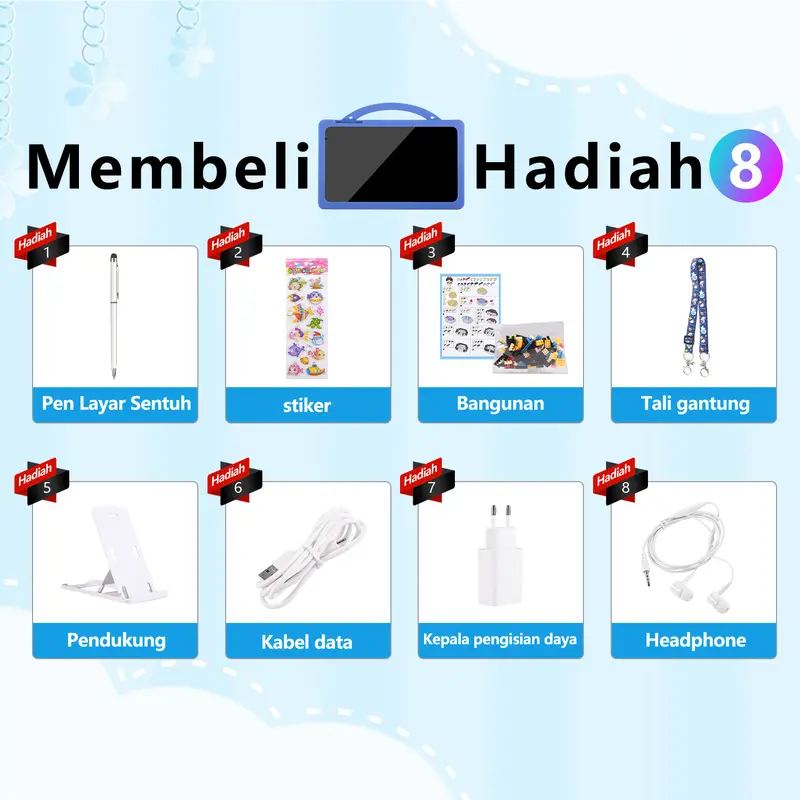 【Hancdon】Tablet Edukasi Anak Easytech F12 Dengan Kemasan Tas / Tablet Android Untuk Belajar Anak / Tablet Aipet Anak Murah Layar Sentuh 7 inch Wifi aipet anak tab Bluetooth Kamera Kartu 1