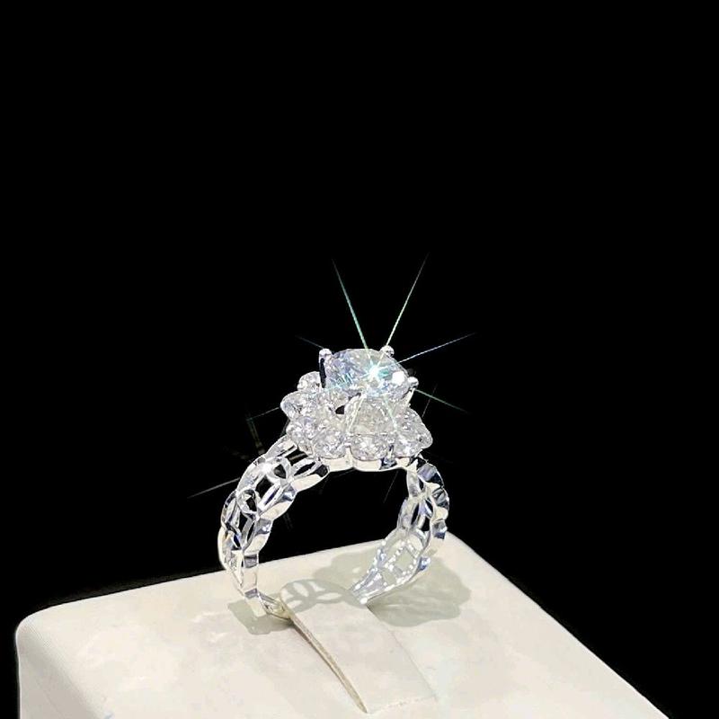 NHJ 1551 - Nhẫn kim tiền đài hoa chủ 7mm . Bạc ý Xi Bạch kim