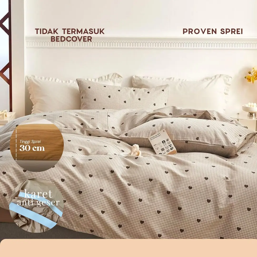 Sprei Halus Mikro silk Asterina by Star Motif Cantik Aestetik Tinggi 30 cm anti geser