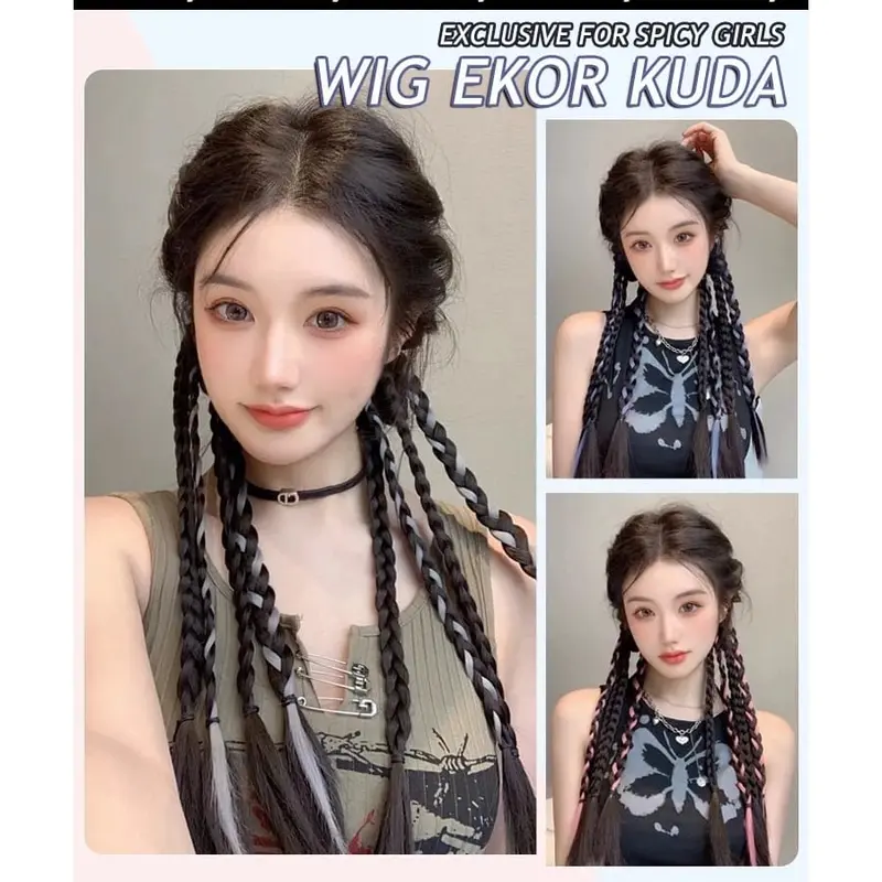 HOKI IKAT RAMBUT KEPANG 3 rambut palsu 48cm kepang wig kepang K045 6