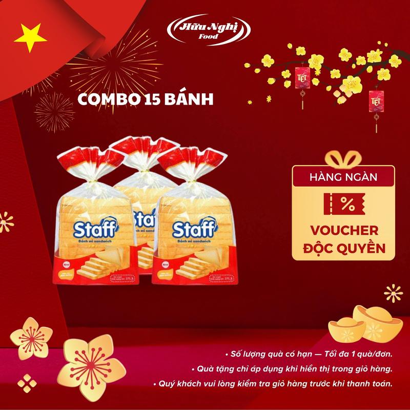   COMBO 15  15 túi Staff Bánh mì sandwich lát mềm 275g 