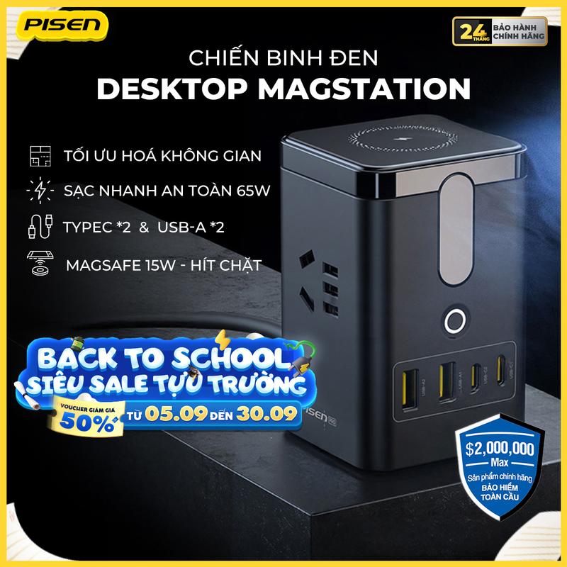 [PISEN] Trạm Sạc Nhanh Để Bàn Đa Năng 4 IN 1 Kèm Dây Sạc | An Toàn Và Tiện Lợi, Nhỏ Gọn, Để Bàn Văn Phòng, Sử Dụng Cho Nhiều Thiết Bị Và Cả Laptop | PISEN PRO 65W MagStation | KF25 warrior | Bảo Hành 18 Tháng | Bảo Hiểm 2 Triệu Đô Toàn Cầu