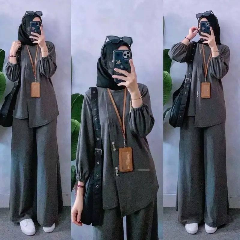 Setelan Wanita Lapina Set Celana Cutbray Cringkel Air Flow Jumbo Set | Setelan Wanita Celana Cutbray Cringkel Air Flow | COD 2