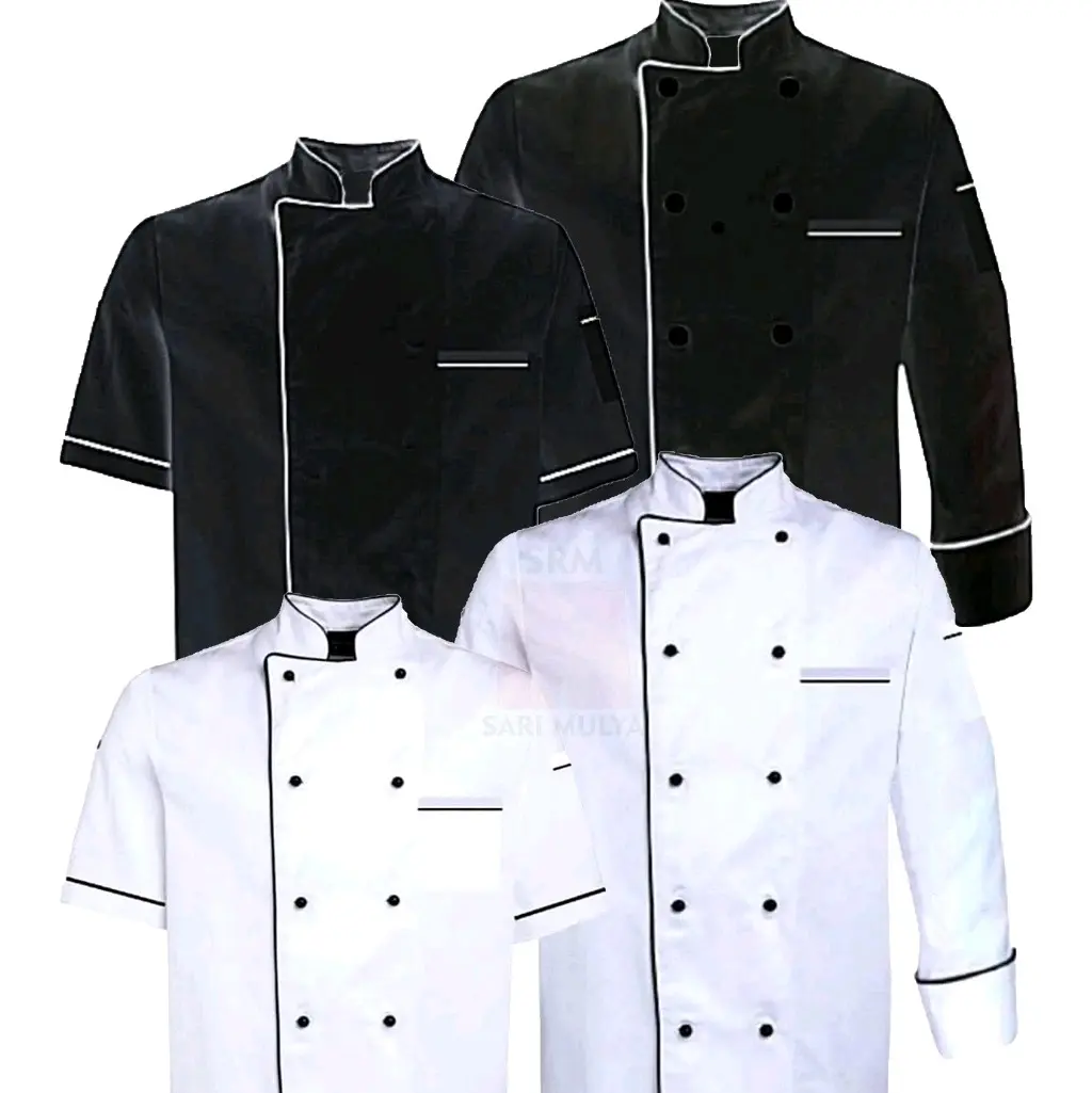 Srm Baju Koki / Chef's jackets bahan dril unisex Pria Panjang Pendek