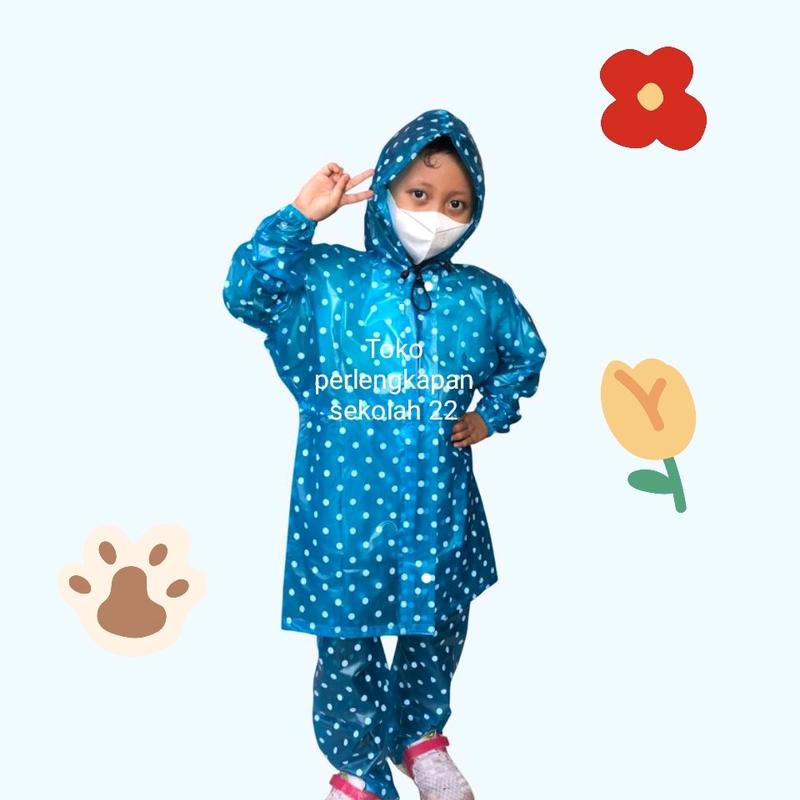 jas hujan anak laki² dan perempuan usia 4 sampai 10thn motip pulkadot lucu tebal dan bagus 7
