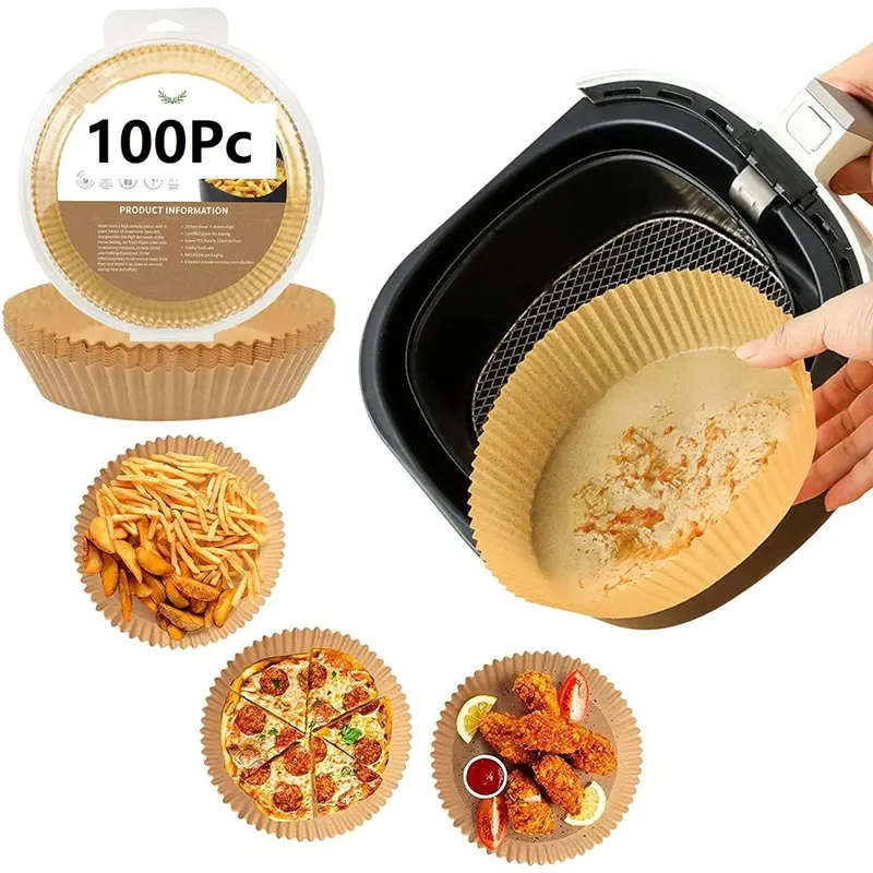 thumbnail image 2 of MasheHo Air Fryer Disposable Paper Liners – 50 To 200 Count, Non-Stick & Oil-Proof 2 of 5