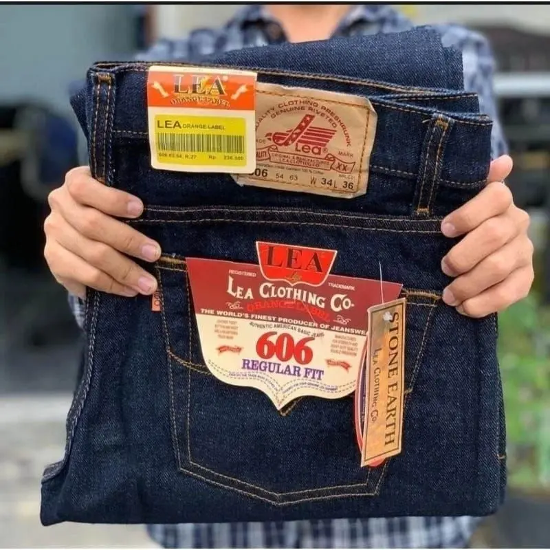 Celana Jeans Standart Pria Lea Reguler fit Size 28-44 Bahan Tebal Denim Premium Bisa