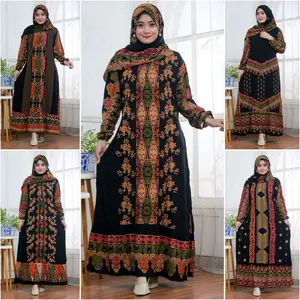 Gamis Set Hijab Terbaru New Motif Setorjoan Jumbo Ld120cm Wanita Panjang Rayon Muslim Nyaman