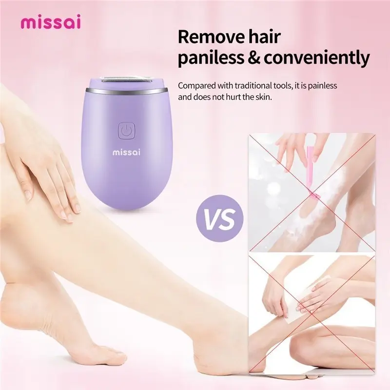MISSAI Alat Mencukur Mini Listrik Pencukur Bulu Ketiak Wanita / Mini Lady Shaver / Tanpa Rasa Sakit Pencukur Rambut / Alat Pencukur Bulu Kemaluan Epilator BD03 1