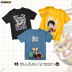 Atasan Baju Kaos Onepice Luffy Lengan Pendek Untuk Usia 1-12 Tahun Anak laki-laki Perempuan Distro Katun