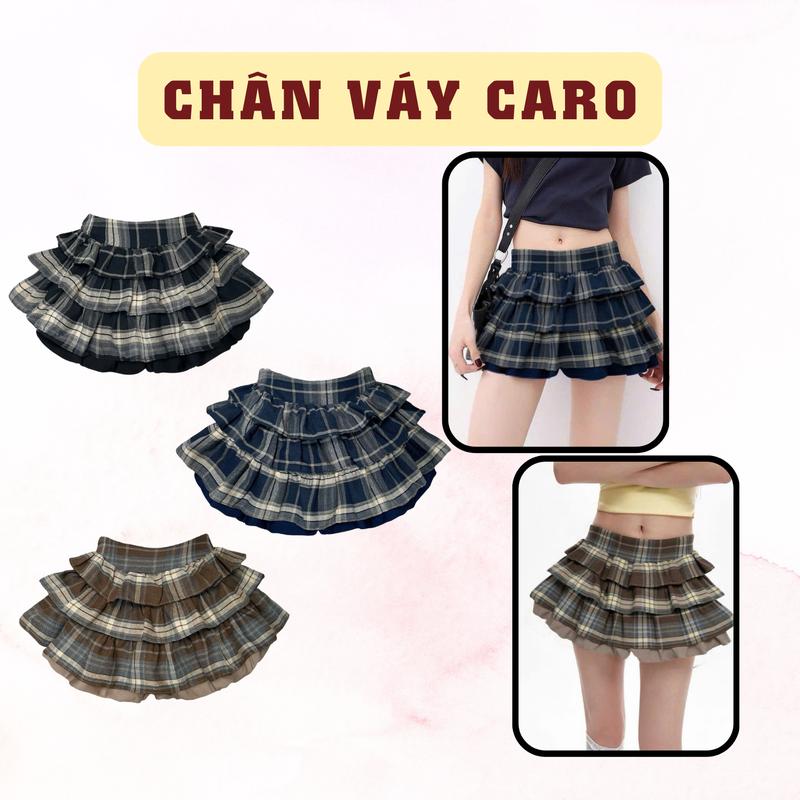 [CÓ HỎA TỐC] Chân váy tầng Caro dáng bí xòe SAIGONESE dành cho nữ