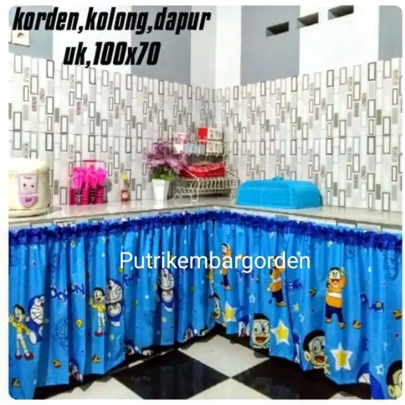 Gorden Kolong Dapur DORAEMON UKURAN 100 X 80 CM / Gorden Kolong Meja Dapur / Gorden Kolong Dapur MINIMALIS Curtain 1