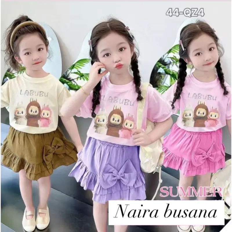 Setelan Labubu Rok & Hotpant //  Set Kuromi Bonus Tas // Set Celana Cargo Anak Perempuan Fashion 1
