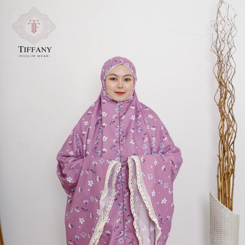 Tiffany | Mukena Traveling Dewasa Mini Pouch Katun Motif Bunga 2in1 Muslim Panjang 6