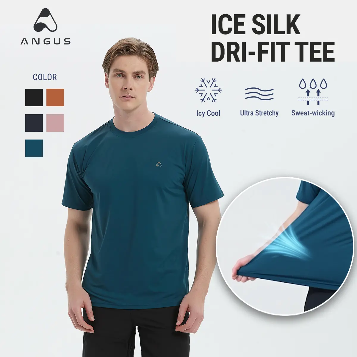 ANGUS Ice Silk Cooling Tee Unisex Bounce Back Comfort Sports