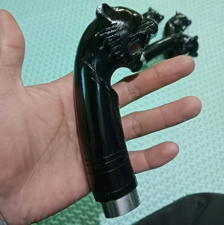 gagang atau pegangan 12cm golok rasa mala murah seni ukir macan  hitam elegan bahan kayu rasamala 4