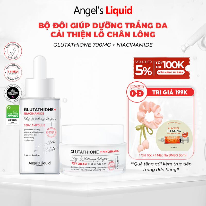 phiên bản 60ml Bộ Sản Phẩm Serum Kem Dưỡng Giúp Trắng Da Cải Thiện Lỗ Chân Lông Angel's Liquid Glutathione +NIACINAMIDE