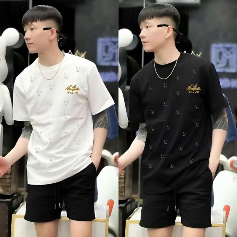 Set Bộ Đồ Nam kiểu mới thêu Họa tiết V mẫu áo trẻ trung thời trang trang boy phố hiện đại