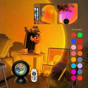 Lámpara de ambiente con control remoto RGB16, luz LED de proyección de atardecer en color único, decoración romántica para dormitorio y sala de estar, regalos de Navidad