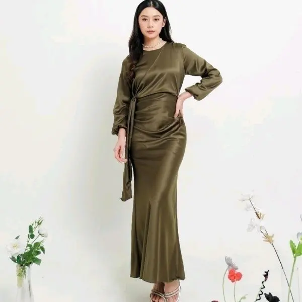 Dyra - Dress Gaun Satin Valvet - Pesta Bridesmaid Kondangan - Polos Fitbodycon Press Body Slim Fiting Wanita Lengang Karet  Formal Hitam