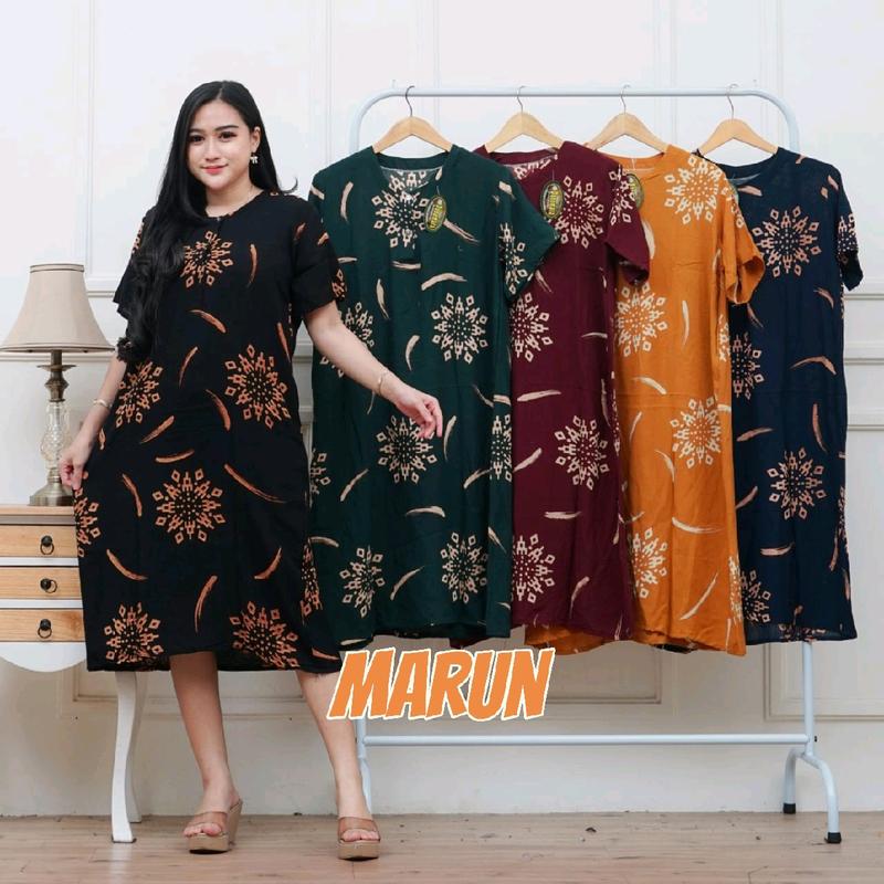 Daster  ANA  Lengan pendek  kekinian Dress ANA LD 110cm  Rayon  Santung  Daster full body  Nyaman dipakai  Busui  friendly Batik Motif rumahan 2