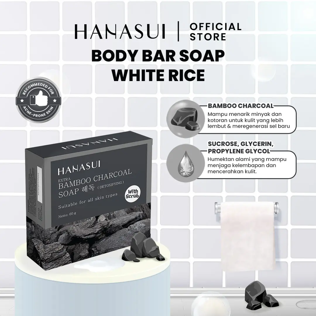 HANASUI BAR SOAP CHARCOAL 60GR   Perawatan Wajah