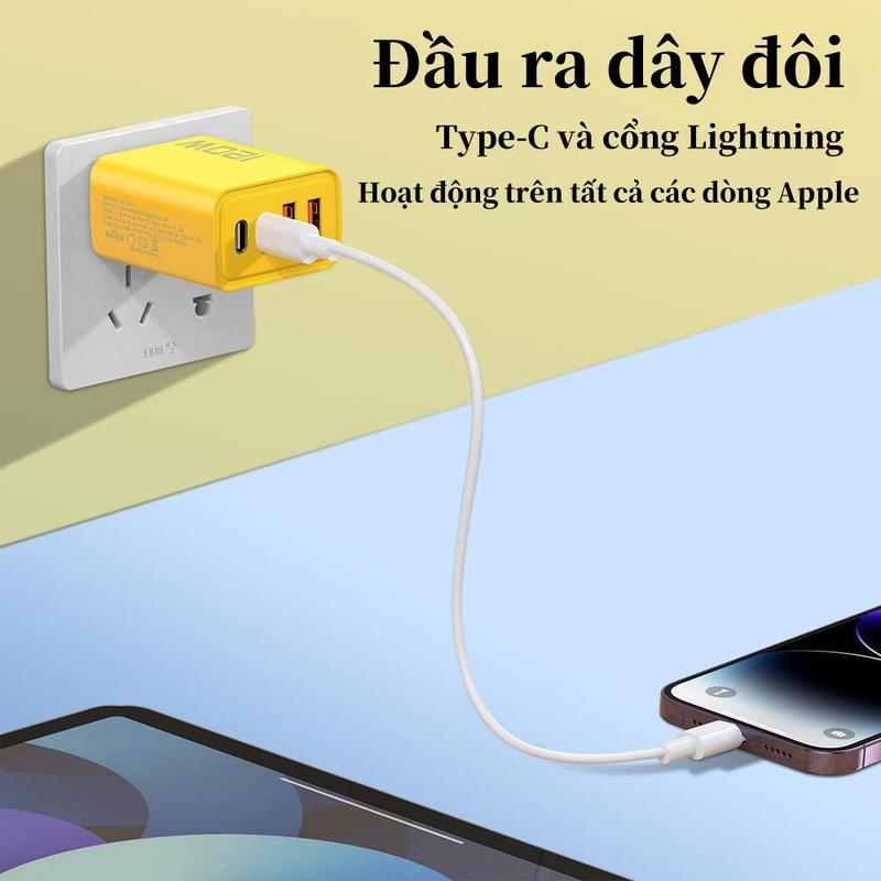 Product Introduction of Bộ sạc sạc nhanh,  USB kép + Type-C kép, Sạc nhanh PD Nhiều Cổng, Tiêu chuẩn Hoa Kỳ và Châu Âu, Tương thích với các thiết bị đầu cuối sạc Phụ Kiện Phone 120W 8