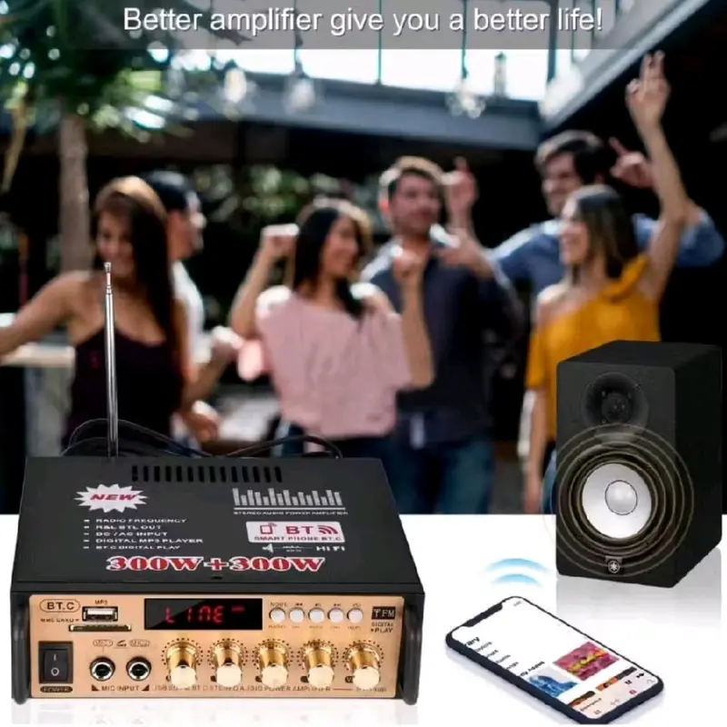power amplifier wireless bluetooth bt 198 300w + 300w 3