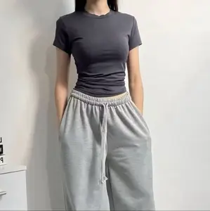 Atasan Wanita Koren Style Slim Fit Crop Top Polos Wanita Lengan Pendek Street Body vest