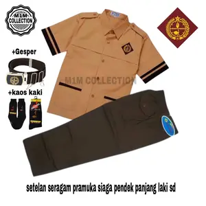 Setelan Seragam Pramuka Siaga SD Pendek Panjang Baju Anak Laki Laki Lengkap Bonus Gesper Dan Kaos Kaki Pramuka SD - Fashion