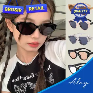 PL-WW012 Kacamata Cat Eye Wanita Pria Anti UV Frame Bingkai Titik Dua New Fashion Trendy Eyewear Sunglasses