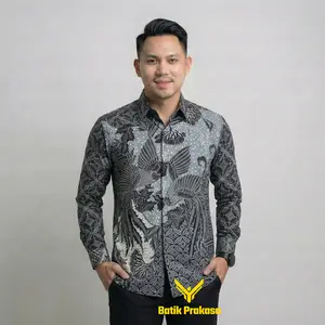 Kemeja Batik Pria Prakasa 0192 Motif Janardana Kaivan Slimfit Lengan Panjang Batik Solo Baju Katun Nyaman