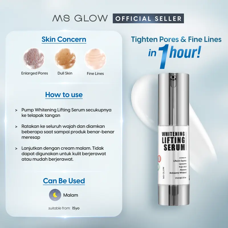 MS GLOW - WHITENING LIFTING SERUM - 15 ML FREE PORE AWAY SPOT TREATMENT - 15 GR 4
