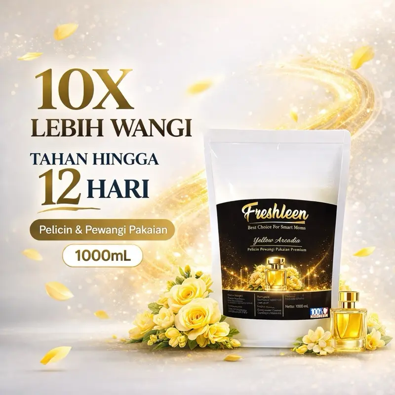 FRESHLEEN Pewangi Laundry Pelicin Setrika Yellow Arcadia 1 Liter Refill pewangi setrikaan laundry