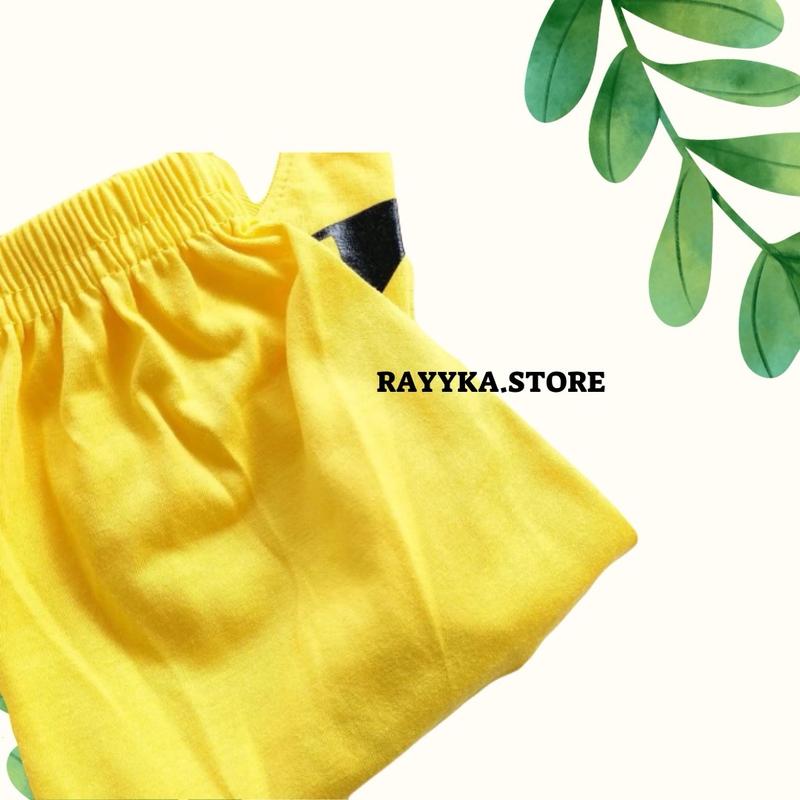 Baju Pikachu anak laki laki setelan pokemon anak cewek ada topi untuk umur 1-10 Tahun laki-laki Perempuan Katun Parsel 3