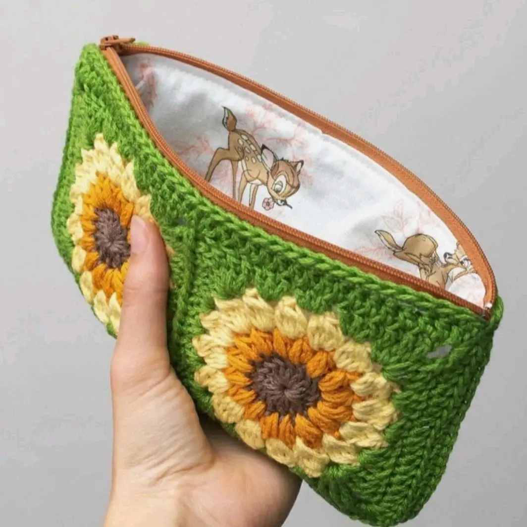 dompet rajut crochet bali motif matahari
