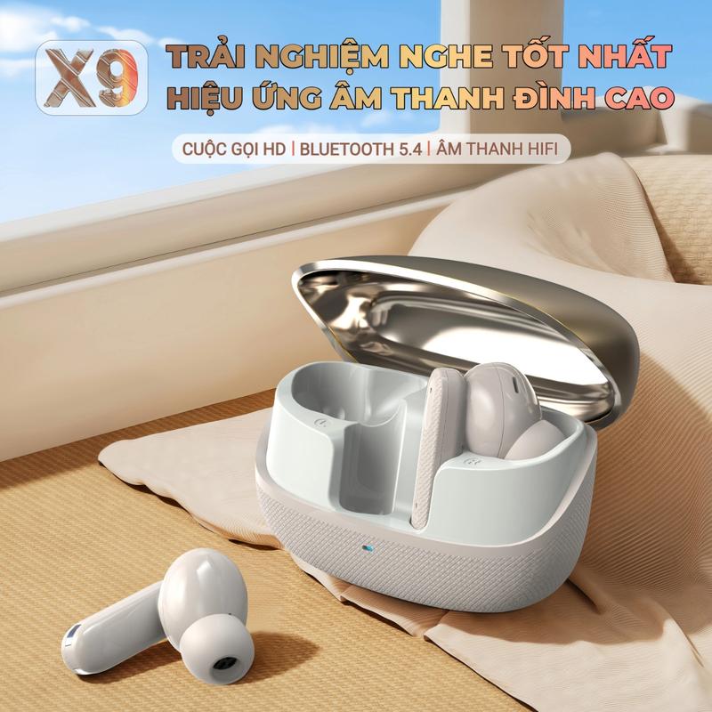  X9 Mới Nhất ENC Tai Nghe Âm thanh nổi cấp độ HiFi Thiết kế mở nghiêng Thủ công kim loại hoàn chỉnh Kết cấu da Mic tích hợp chống nước IPX5 Giảm tiếng ồn Với iPhone và Android 