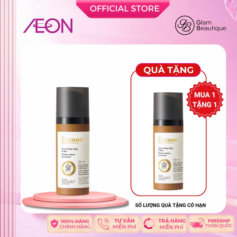 Cocoon Kem Chống Nắng Bí Đao Quang Phổ Rộng SPF50+PA++++ 50ml Glam Beautique