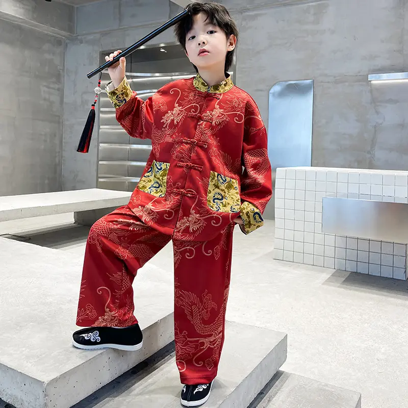 Tang suit long sleeves Boy Hanfu set summer new Chinese style performance Tang costume Chinese style Spring Festival clothing
