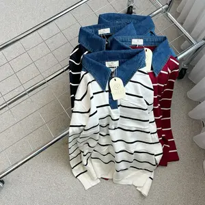 Swetknit Sheila | Sweater Salur Krah Jeans | Emery