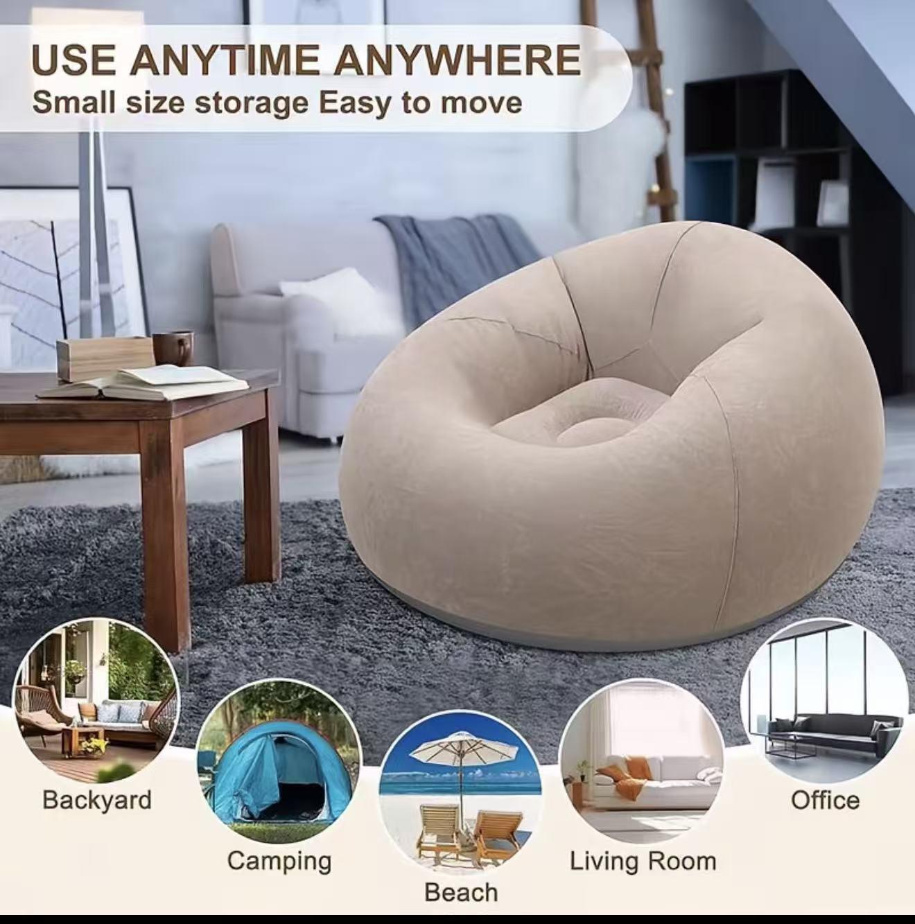 Cutebaby Bag Dewasa Single Sofa Minimalis Sofa Millenial Bean Bag Portabel Sofa Empuk Ultra Bentuk Bulat Untuk Kamar Asrama Luar Ruangan Furniture Sofa tiup Pompa Gratis